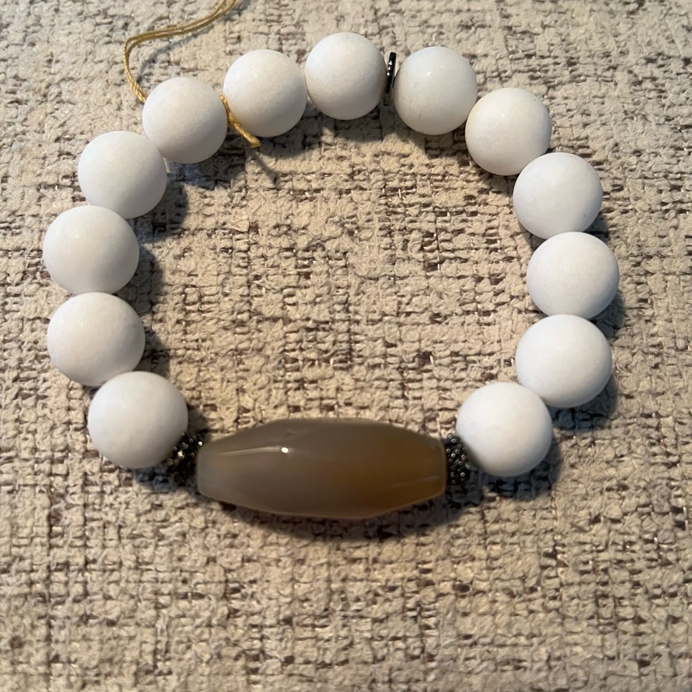 Marlyn Schiff White Jade Beaded Bracelet